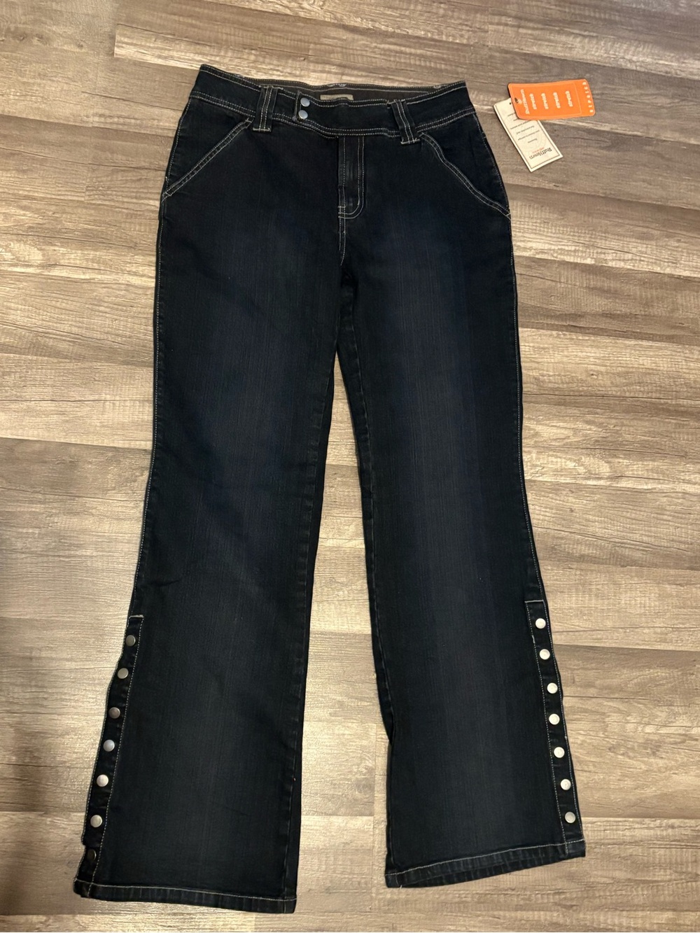 Ruff Hewn Black Flare Jeans with Side Snap Detail